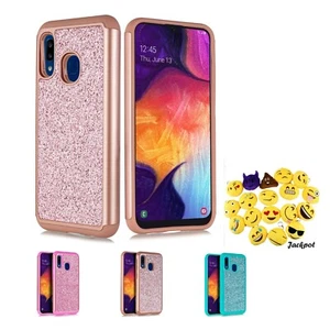 For Samsung A50 Glitter Bling Cute Woman Girl Protective Case +HD Screen + Emoji - Picture 1 of 16