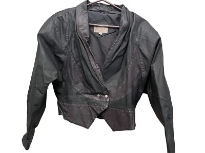 Женская черная кожаная куртка Bermans размер большой, очень сексуальный!!! - Изображение 1 из 4