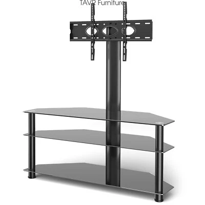 Swivel Glass TV Stand with Mount Height Adjustable for 32-70 inch Flat Screen TV - Image 1 of 4