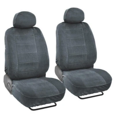 Fundas de asiento de auto premium de terciopelo grueso suave para protectores de asientos delanteros con canastilla Foto 1 de 4