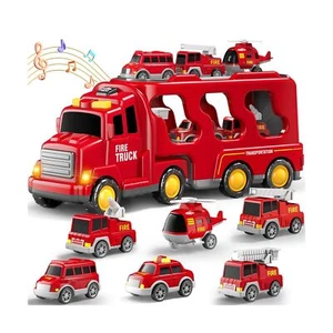 7 in 1 Fire Trucks Cars Toys for Toddlers 3-5, Boy Toddler Car Truck Toys wit... - Picture 1 of 8