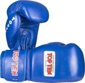 Top Ten Boxing Gloves International IBA BLUE Fighters Boxer REAL LEATHER 10oz - Picture 1 of 7