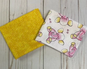 Juego de 2 licuadoras de puntos azules amarillos de tela FQ Fat Quarter 100 % algodón - Imagen 1 de 3