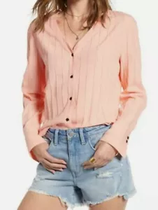 Treasure & Bond NUEVO CON ETIQUETAS Talla M Botón Delantero Corbata Trasera Top Camisa Manga Larga Melocotón - Imagen 1 de 7