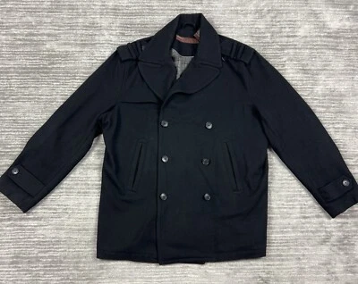 Perry Ellis Pea Coat Mens XL Wool Double Breasted Overcoat Lined Luxury - Image 1 of 4