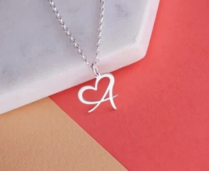 Collana con nome Argento 925 con lettera cuore donna gioielli regalo rodiato - Imagen 1 de 8