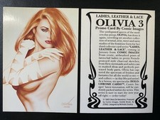 Olivia 3 Ladies, Leather & Lace Promo Card by Comic Images 