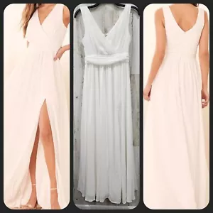 Maxi abito LULUS Thoughts of Hue bianco Surplice * splendido design taglia XS ** NUOVO SENZA ETICHETTE - Foto 1 di 12