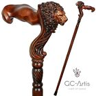 Original GC-Artis Wooden Lion Walking Stick Cane Ergonomic Palm Grip Handle RH
