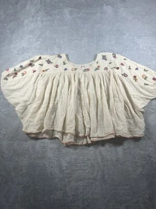 Johnny Was Top Womens S Embroidered Floral Poncho Sleeve Boho Cottagecore Gauzy - Picture 1 of 12