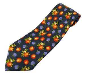 Maxfield Parrish Fruit Print Black Men's Tie Silk Gian Venturi Italy 3.75" W - Picture 1 of 3