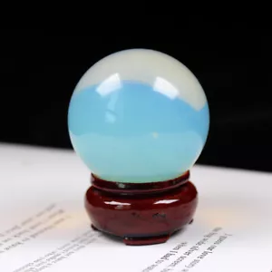 Esfera de ópalo piedra preciosa natural cristal curativo espécimen piedra de roca + soporte de madera - Imagen 1 de 7