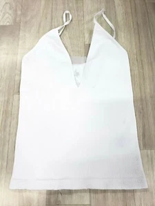 FREE PEOPLE INTIMAMENTE CANOTTA BIANCA STILE SCOLLO A COSTINE NUOVA SENZA ETICHETTE TAGLIA M/L - Foto 1 di 9