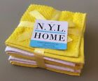 N.Y.L. Lot de 6 draps de toilette jaune/blanc massif décoration salle de bain New York