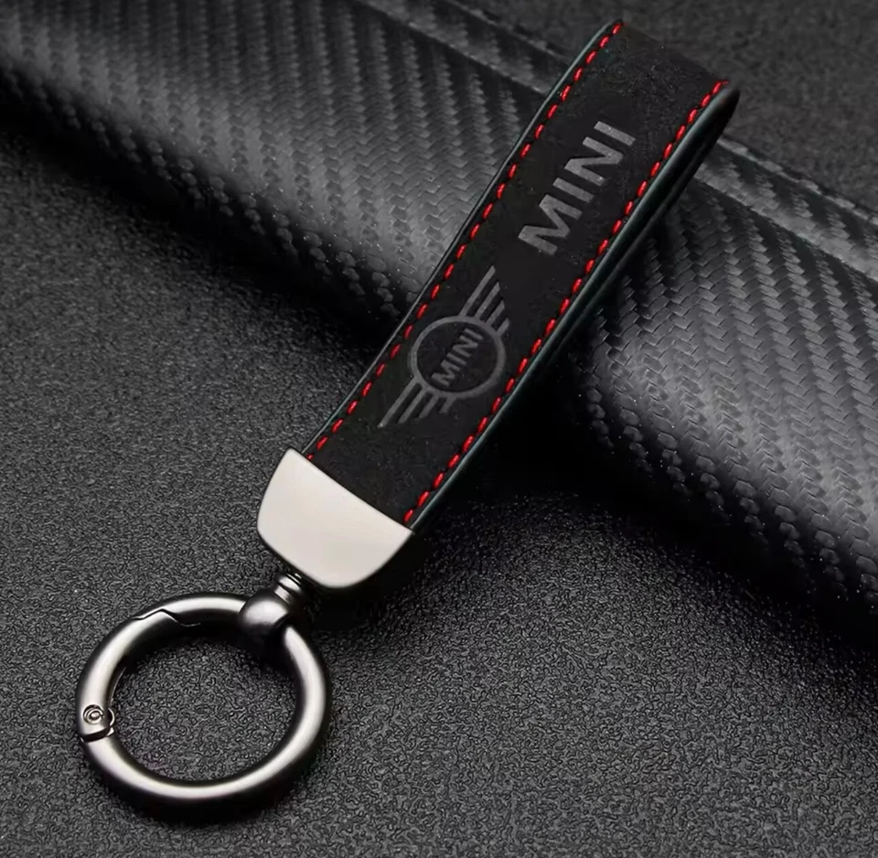 Mini Cooper Keyring Black Suede Leather for Mini Cooper S JCW R53 R56 F56 F66