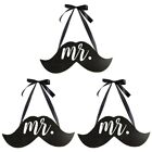  3 PCS Mr Beard Pendant Polyester Front Door Sign Wooden Wedding Signs and Mrs