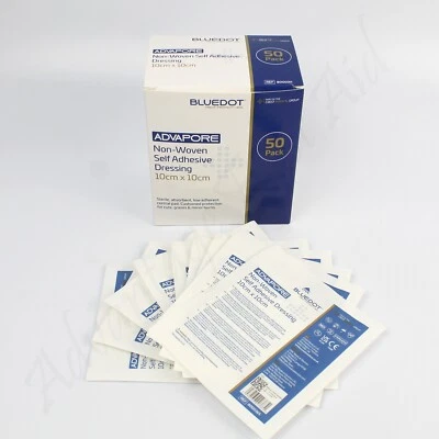 BLUE DOT BY CREST MEDICAL Adhesive Wound Dressings Big Plasters Post Operative 10 x 10cm. Advapore. Qty 10