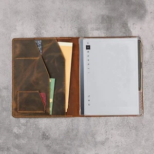 Personalized Genuine Leather reMarkable 2 folio case with Pen Holder - Picture 1 of 11