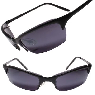 True Vintage Mod Style Black Wrap Semi Rimless Narrow 矩形太阳镜 — 第 1/3 张图片