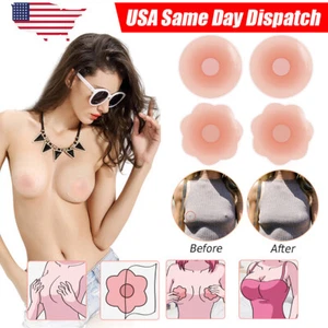 2Pairs Nippleless Cover Pasties Breast Lift Women Reusable Adhesive Nipple Round - Picture 1 of 15