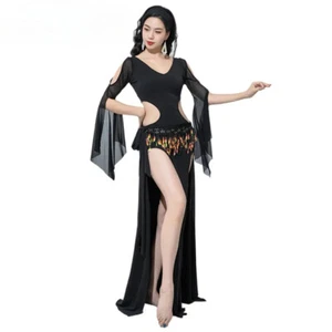 Women Dance Wear 4 Piece Robe Dress Hair Band Belt Costume Stage Dancewear - Picture 1 of 27