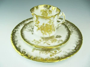 Hammersley & Co  Cup Saucer & Dessert Plate Gold Rose 6117 Plates Chrysanthemums - Picture 1 of 9