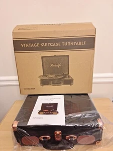 Portable 3-Speed Suitcase Record/Vinyl Player w/ Speakers & Bluetooth-NEW (R609) - Picture 1 of 4