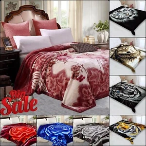 Luxury Super Soft 2 PLY Thick Heavy Weight Animal, Rose Design Blanket Bed Throw - Picture 1 of 44