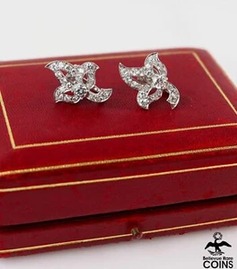 Vintage Cartier 14k White Gold ~1.5 CTW Diamond Screw-Back Earrings w/ Box - Picture 1 of 11