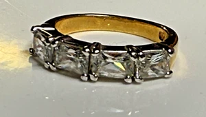 Vintage J. A Ring Gold Metal Crystal Rhinestone Glass Size P - Picture 1 of 6