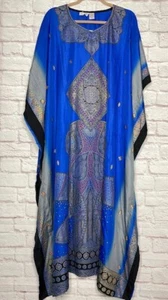 XL/1X/2X/3X New Blue Silver Purple Black Maxi Kaftan Beach Cover Dress Dashiki - Picture 1 of 13