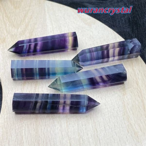 40 mm + obelisco fluorite arcobaleno naturale bacchetta quarzo torre punto guarigione 2 pz - Foto 1 di 10
