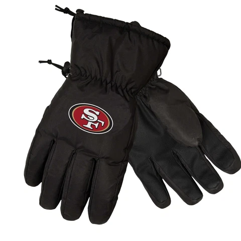 San Francisco 49ers Gloves Big Logo BLACK - Insulated Winter Unisex NEW S/M L/XL Cover