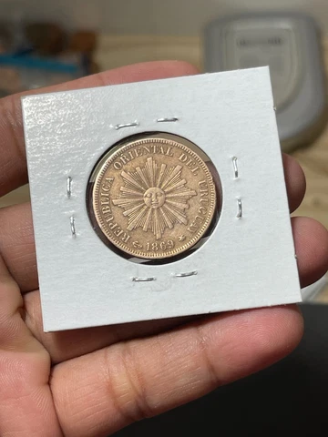 1869 Uruguay One Centesimo Cleaned Cover