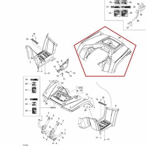 OEM GENUINE FACTORY NEW CAN-AM OUTLANDER 500 650 800  REAR FENDER RED Foto 1 de 1