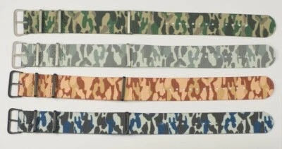 Orologio militare CAMOUFLAGE ultra resistente nylon cinturino orologio 16mm - 24mm cinturino esercito - Immagine 1 di 4