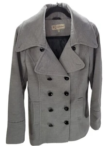 KC Collections Women's Medium Winter Coat Gray Mid Length Button Up Jacket - Picture 1 of 10