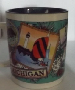 VTG MI. souvenir coffee cup mug, Apple blossom, robin, bea,r deer, Canadian gees - Picture 1 of 8