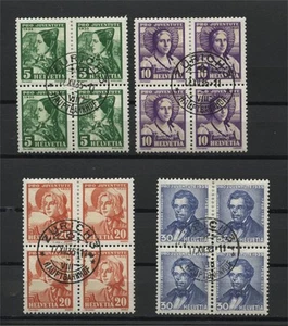 SVIZZERA, PRO JUVENTUTE 1935, SET COMPLETO BLOCCHI DI 4 USATI - Foto 1 di 1