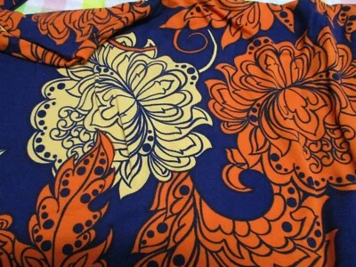 LULAROE NWT TC LEGGINGS NAVY BACKGROUND W ORANGE & GOLD FLOWERS NEW NEVER WORN - Изображение 1 из 4