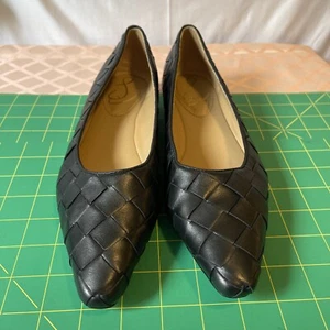 Sam Edelman Joy Woven Flat Black Leather Shoes 8.5 - Picture 1 of 23