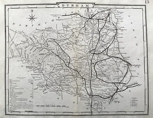 1804 (1858) Antique Map: Durham by Cole from Railway & Pedestrian Atlas - Picture 1 of 2