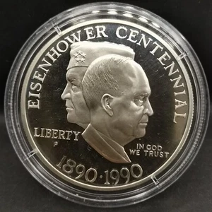 1 DOLLAR ARGENT BE 1990 P EISENHOWER USA / PROOF SILVER - Bild 1 von 3