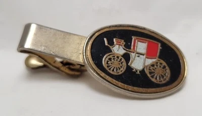Clip de corbata vintage negro blanco rojo oro diseño de carro antiguo Foto 1 de 3