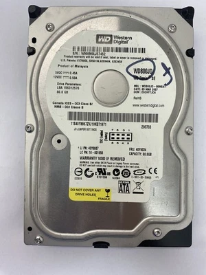 DISQUE DUR WDC WD800JD-08MSA1 80GB testé et formaté - Image 1 of 2