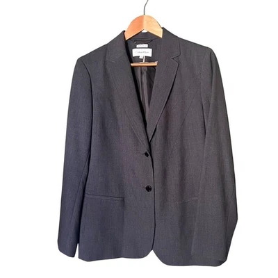 Calvin Klein Size 12 Two-Button Stretch Blazer Jacket Gray Office Career Wear - Image 1 of 4