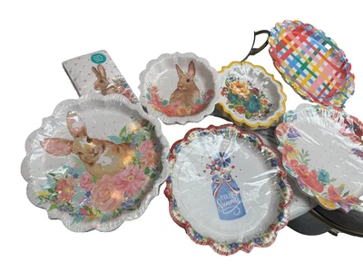 7 Pioneer Woman Easter Bunny Spring Flower Timeless Floral ETC. Paper Plate Lot - Image 1 of 4