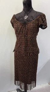 Set maglia vintage anni 90 Anna Sui made in USA frange M taglia 4 - Foto 1 di 11