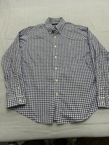 Polo Ralph Lauren Large Classic Fit Shirt Blue White Plaid Cotton Button Down - Picture 1 of 9
