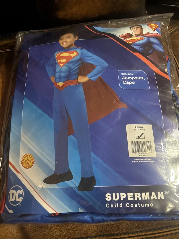 Rubies Halloween Superman Child Costume Large Size 10-12 Jumpsuit and Cape - Image 1 of 1